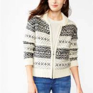Gap Women’s Sz L Cowichan FairIsle Wool Alpaca Blend Zip Up Sweater Jacket
